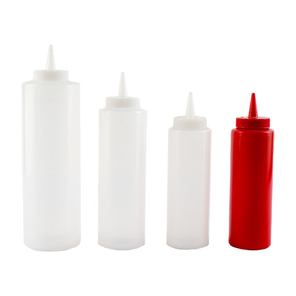 Tablecraft Squeeze Bottle, Clear, Standard Cone Tip, Natural Top - Image 3