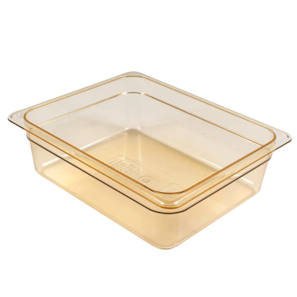 Cambro H-Pan: 1/2 Size Amber High Heat Plastic Food Pan 4" Deep