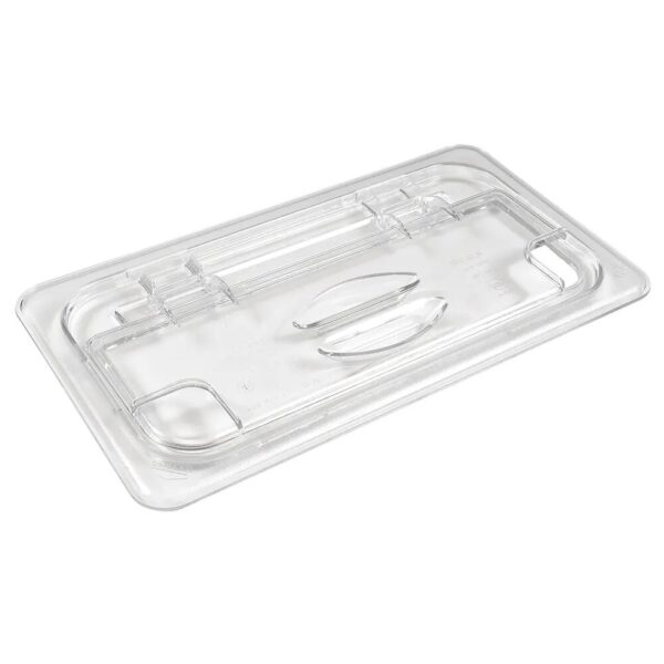 Cambro Camwear 1/3 Size Clear Polycarbonate Flip Lid with Spoon Notch