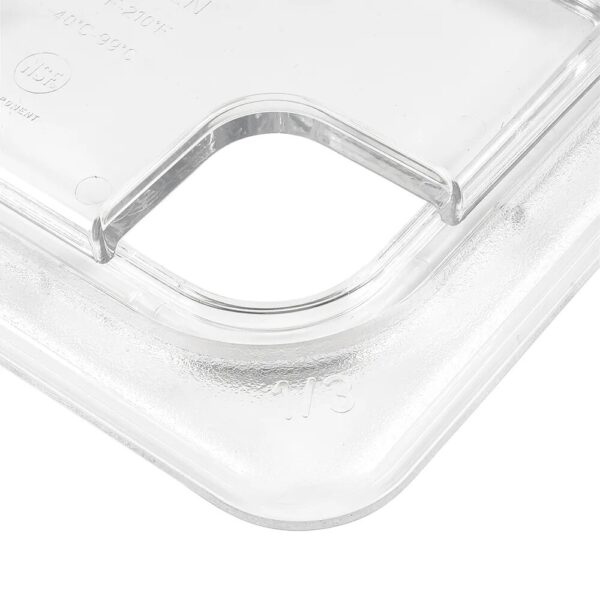 Cambro Camwear 1/3 Size Clear Polycarbonate Flip Lid with Spoon Notch - Image 6