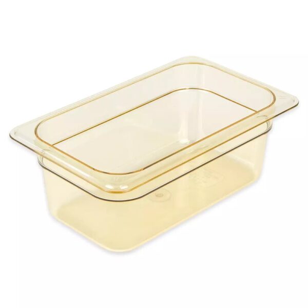 Cambro H-Pan: 1/4 Size Amber High Heat Plastic Food Pan 4" Deep
