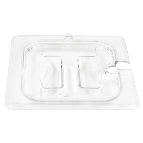 Cambro Camwear 1/6 Size Clear Polycarbonate Handled Lid with Spoon Notch - Image 4