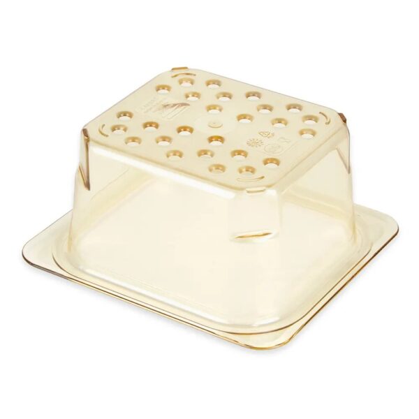 Cambro H-Pan: 1/6 Size Amber High Heat Plastic Colander Pan 3" Deep - Image 2
