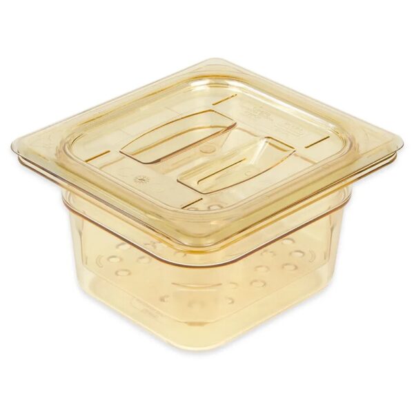 Cambro H-Pan: 1/6 Size Amber High Heat Plastic Colander Pan 3" Deep - Image 5