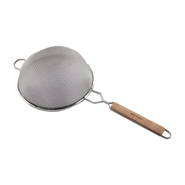 Tablecraft Strainer 10 1/4 " Dia Tinned, Fine Mesh Wooden Handle - Image 2