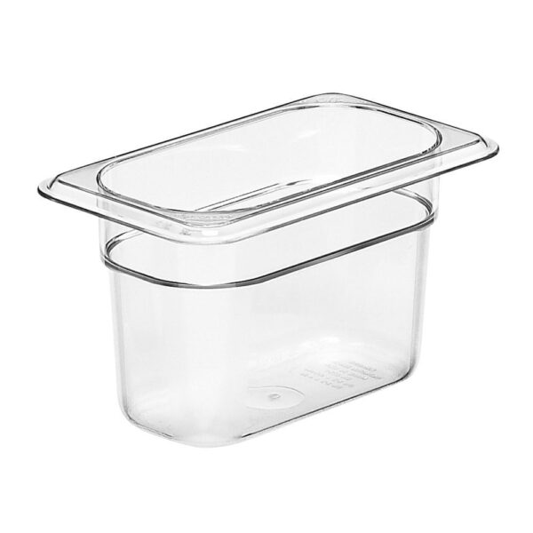 Cambro Camwear 1/9 Size Clear Polycarbonate Food Pan 4" Deep - Image 3