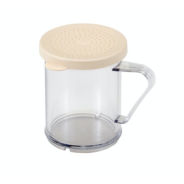 Cambro Camwear 10 oz. Polycarbonate Shaker with Beige Lid for Salt and Ground Pepper