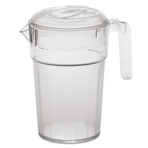 Cambro Camwear 1 Liter Self-Service Stackable Pitcher with Lid
